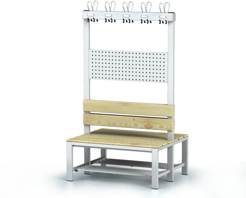 Double-sided benches with backrest and racks, spruce sticks -  with a reclining grate 1800 x 1000 x 830